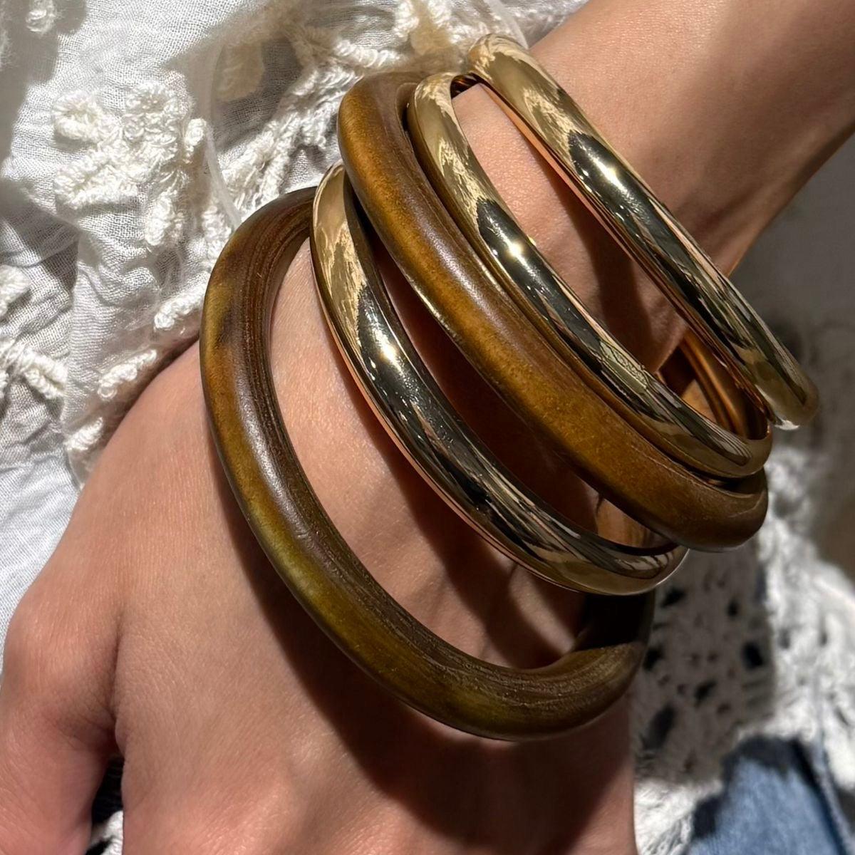 Gold & brown chunky bangles