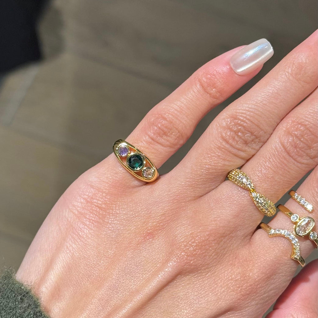 COLORFULL STONES PINKY RING
