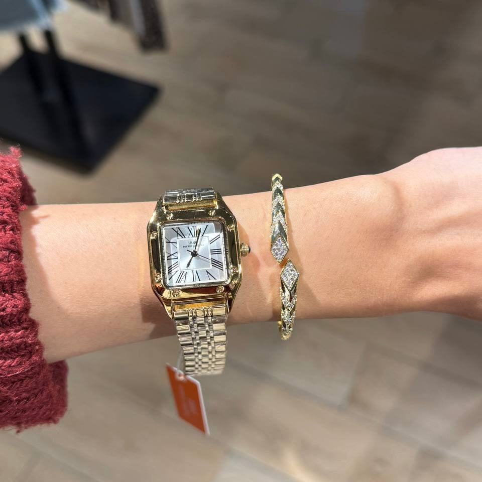 Silver square IBSO watch