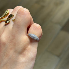 Silver pave band pinky ring