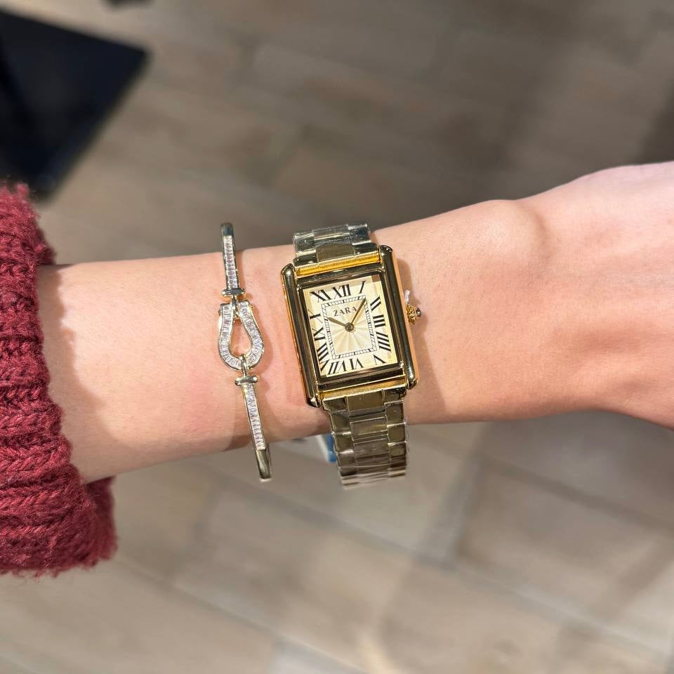 Gold square ZARA watch