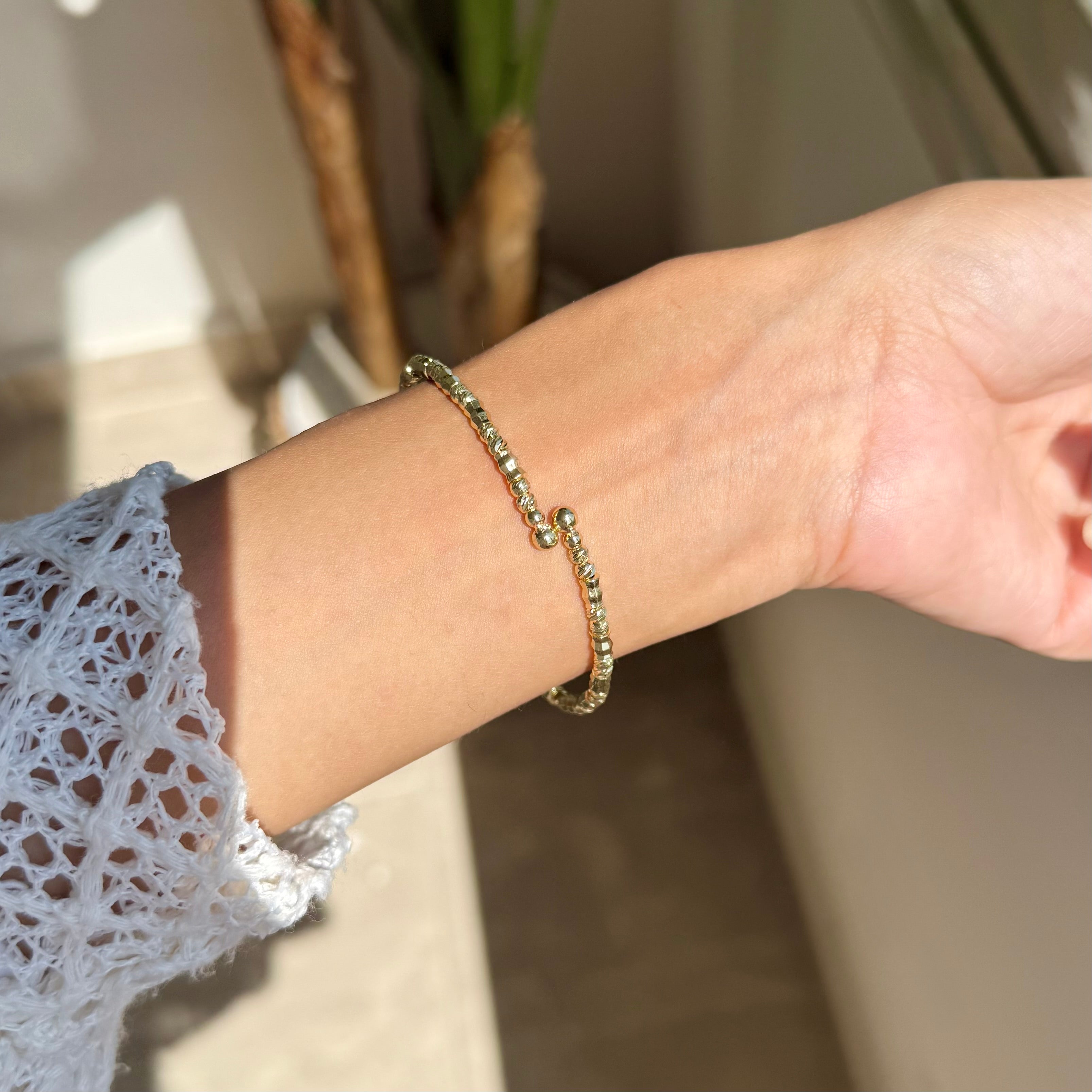 Gold bead bangle