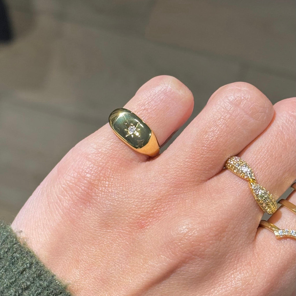 STAR RECTANGLE PINKY RING