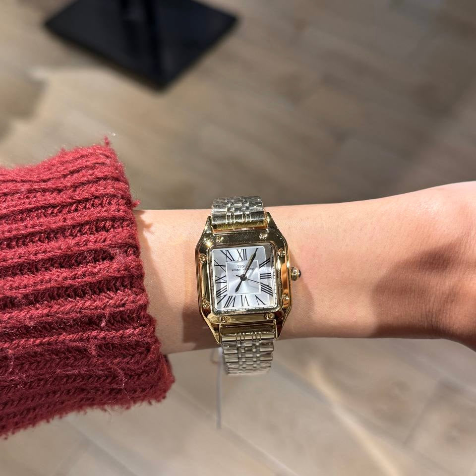 Silver square IBSO watch