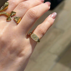 Gold pave pinky ring
