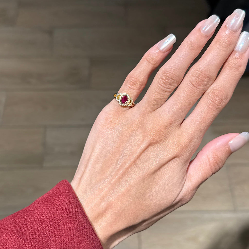 RED STONE PINKY RING