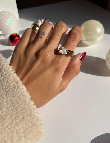 Cross hearts ring