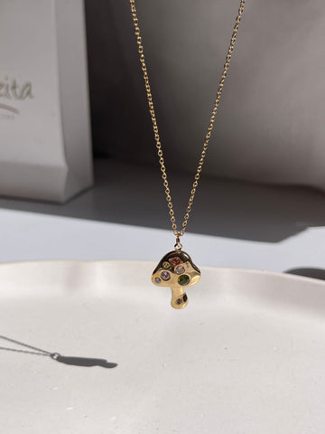 Colorful gold necklace