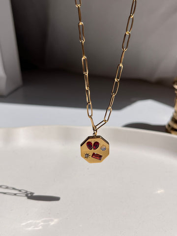 Colorful gold necklace