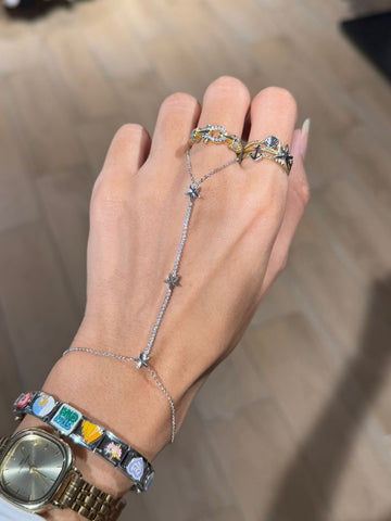 Silver stars hand chain