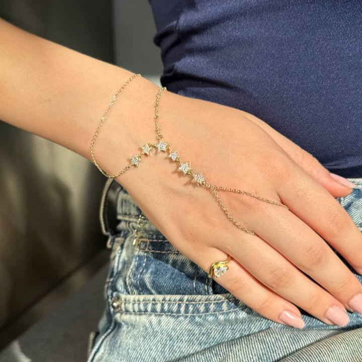 Gold stars hand chain