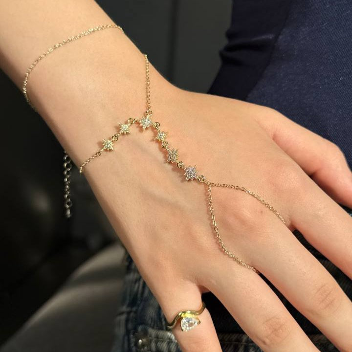 Gold stars hand chain