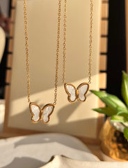 White butterfly necklace