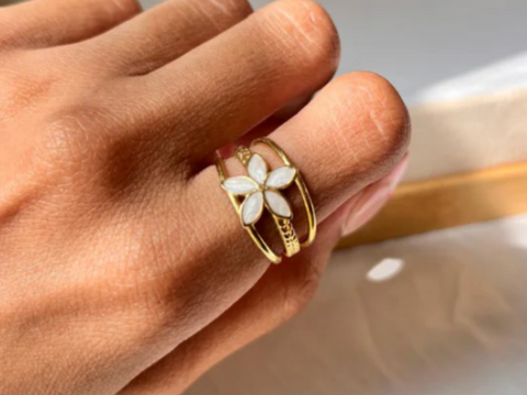 Opal Flower Ring