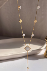Opal square necklace