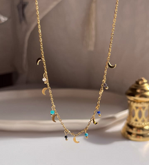 Colorful crescent necklace