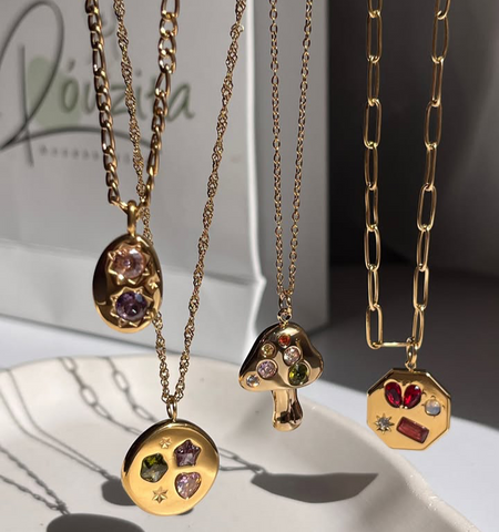 Colorful gold necklace