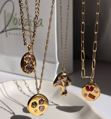 Colorful gold necklace