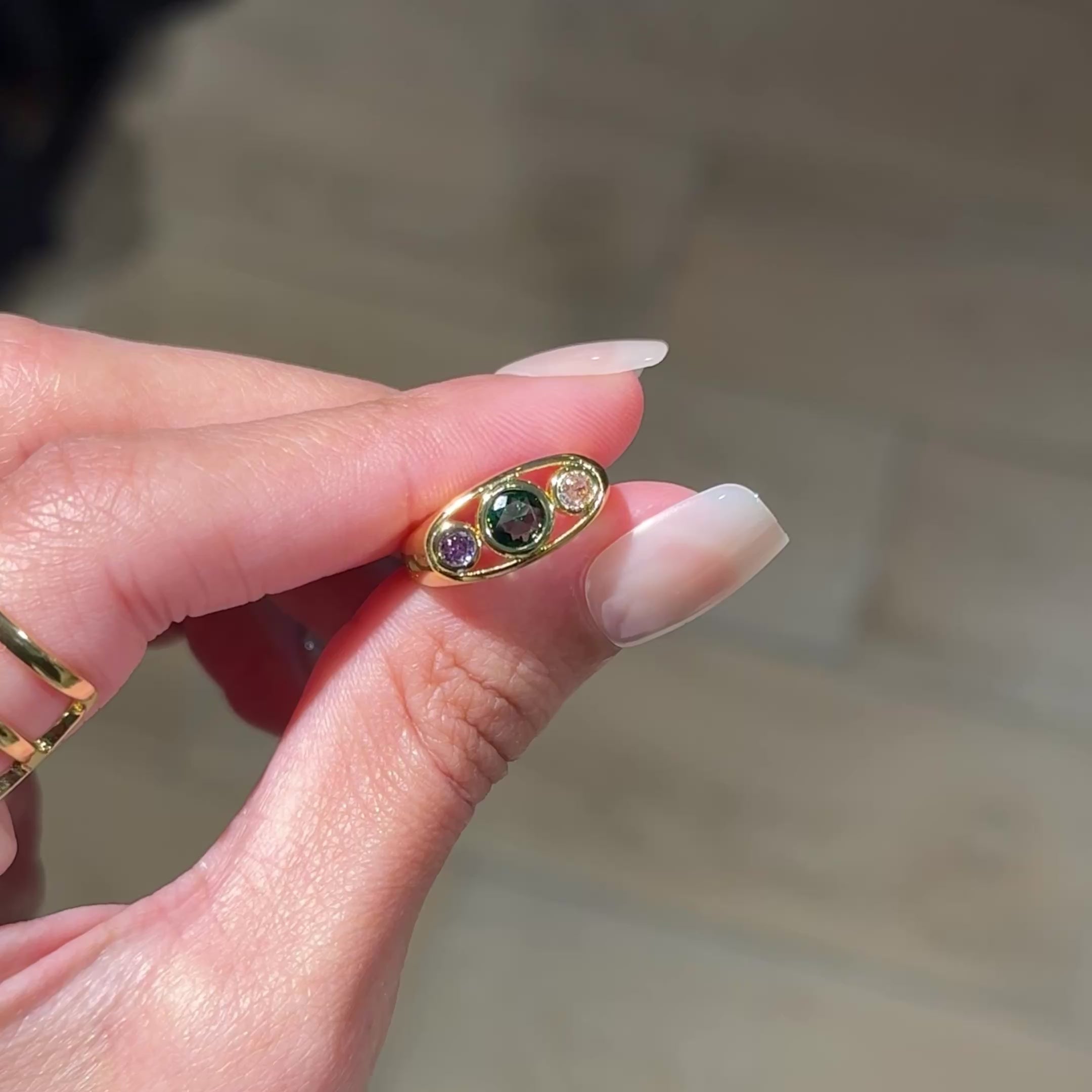 COLORFULL STONES PINKY RING