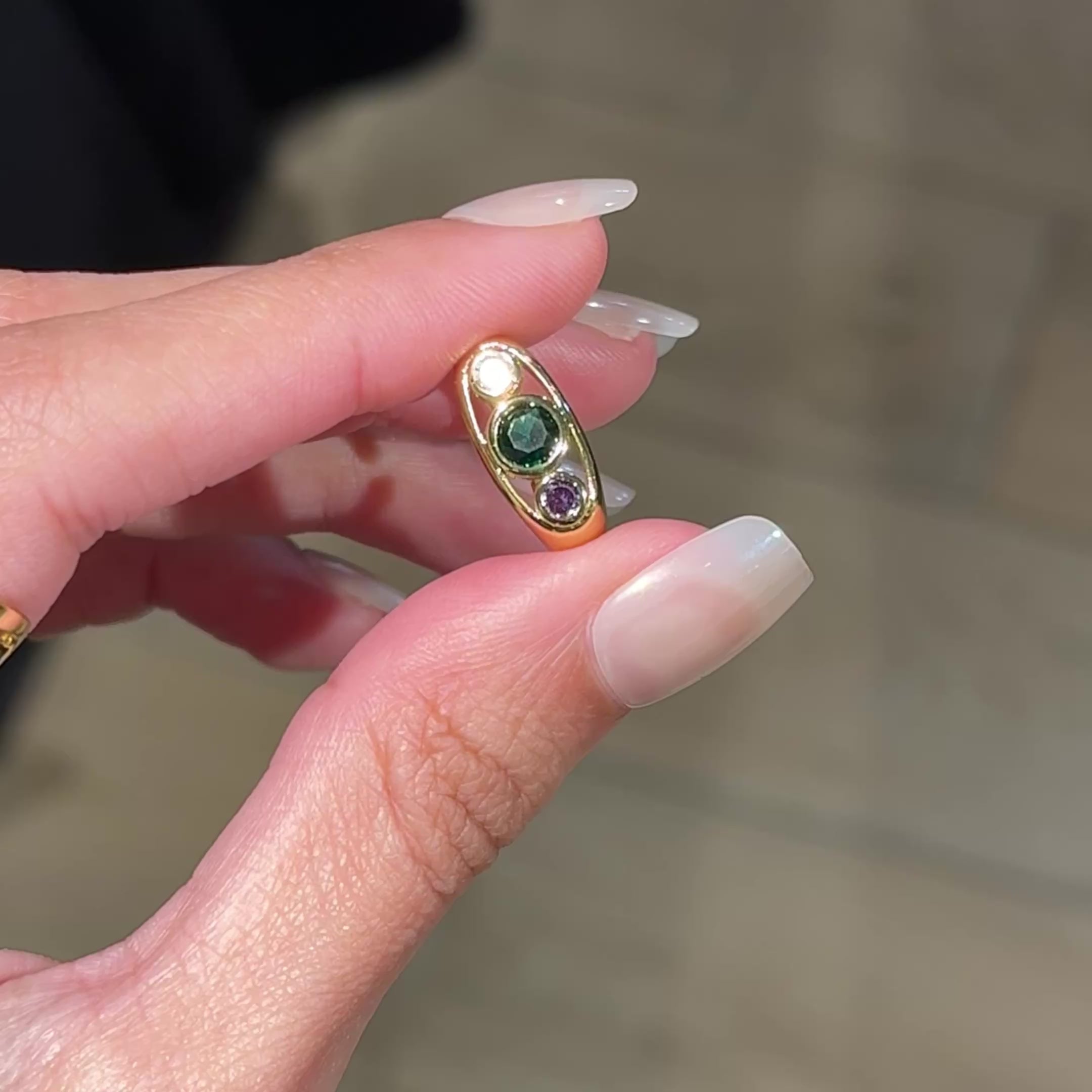 COLORFULL STONES PINKY RING